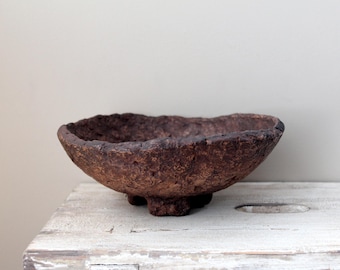 Handmade Paper Mache Bowl: Rustic Wabi Sabi Decor