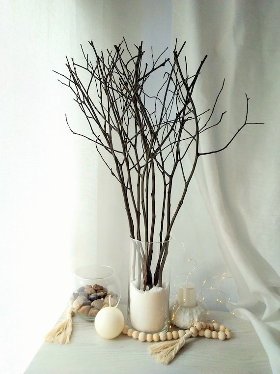 Tree Branches Dark Brown Olive Green Earth Tones Painted Decorative Natural  Dried Wooden Sticks Vase Filler Mantel Decor Table Centerpiece 