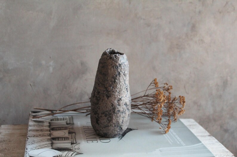 Handgjord papmachévas: Rustik Wabi Sabi-dekor bild 3