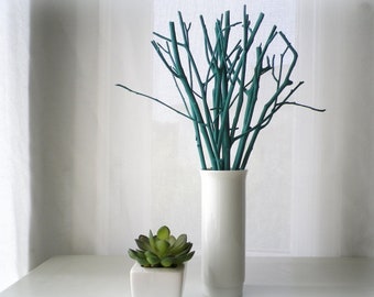 Tree branches for vase teal turquoise aqua sticks, simple modern minimalist table centerpiece, home office decor, floral arrangement supply