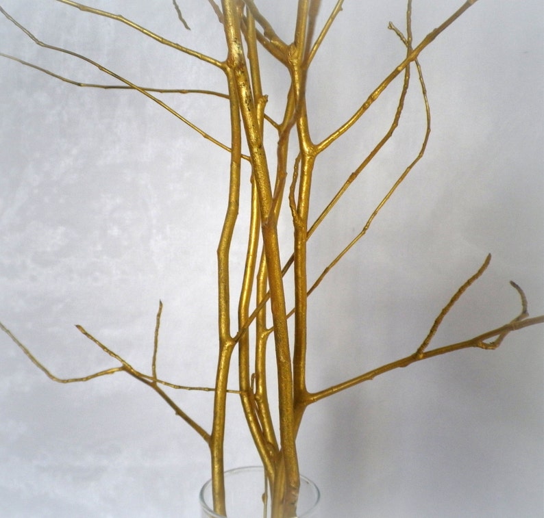 Gold Branches Set of 5 Painted Natural 28 Wood Branches Etsy