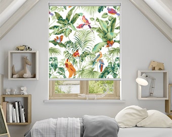 Tropical life, floral and bird theme, custom made printed window (FL67) roller blind regular or blackout, chain or cordless operated