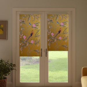 Vintage chinoiserie art work custom made printed (ETHN17)) window or french door roller blind regular or blackout shade, chain or cordles
