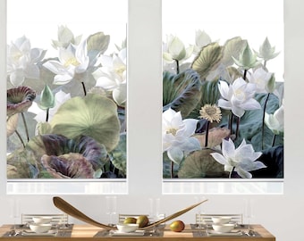 Large blossomed spring flowers art printed custom made window (FL72) roller blind, regular or opaque shade, chain or cordless operated