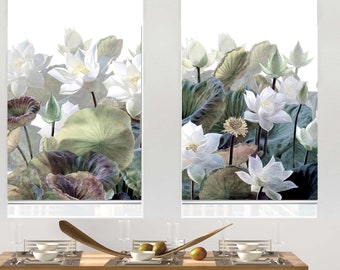 Large blossomed spring flowers art printed custom made window (FL72) roller blind, regular or opaque shade, chain or cordless operated