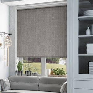Tweed style total blackout shading natural textured custom made window (TWEED BO) roller blinds available in 6 colors  for all sizes