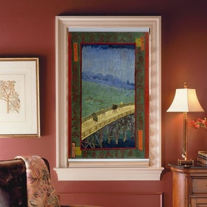 Vincent van Gogh's The Bridge in the Rain art work custom made (CL67) window roller blind regular or blackout shading