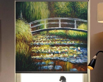 Claude Monet's The Water Lily Pond amazing artwork custom made printed window (VNT35) roller blind regular or blackout