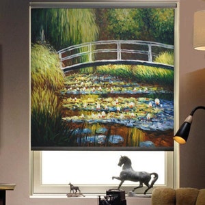 Claude Monet&#39;s The Water Lily Pond amazing artwork custom made printed window (VNT35) roller blind regular or blackout
