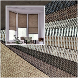 Woven wood natural fibre basket weave custom made opaque light filtering (NAT70) roller shades - CRETE collection