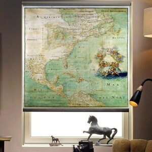 Claude Bernous historische französische Karte von Nordamerika im Vintage-Druck, maßgeschneidertes Fensterrollo (VNT69), normal oder verdunkelnd
