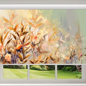 Sunset meadow landscape with wildflowers custom made printed window (FL66) roller blind regular or blackout, chain or cordless operated