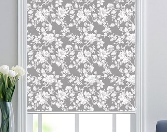 Modern seamless floral pattern in minimal colors custom made printed window roller blind (FL174) regular or blackout shade, chain/less