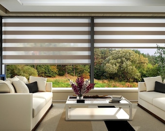 Benutzerdefinierte Verdunkelung Zebra Light Filtering Jalousien Fenster Dual-Layer-Rollos Shades Fenster (ARIA BO) für alle Größen