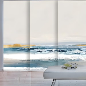 Seascape Curtain Panel (3-piece incl. hardware) sliding doors divided room panel system Interior design blind decoration panel printed
