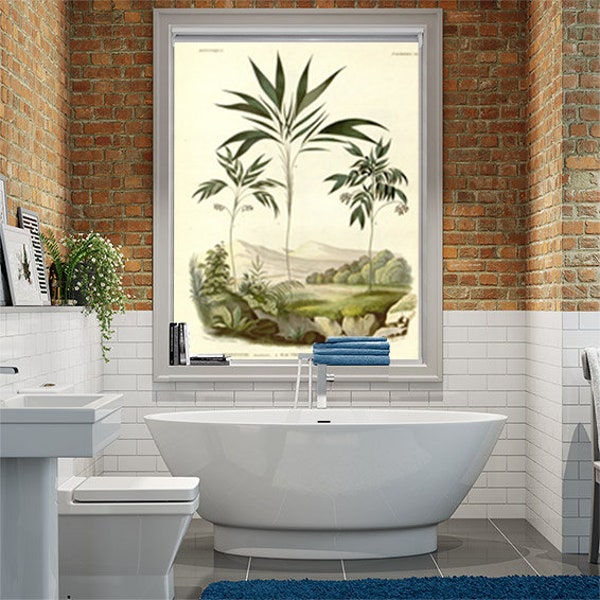 Tropical palm forest botanical art printed custom made window (BT14) roller blind in regular or blackout quality