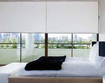 LOW PRICE total blackout solid textured custom made window roller shades (KIMOLOS) available in 17 modern colors