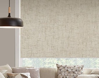 LINO - extra textured with natural linen in two colors custom made opaque shading window (NAT12) roller blind  for all sizes