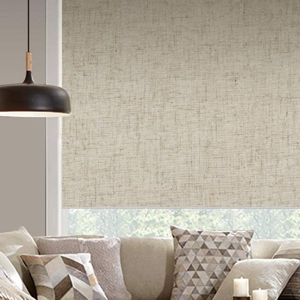 LINO - extra textured with natural linen custom made opaque shading window (NAT12) roller blind  for all sizes