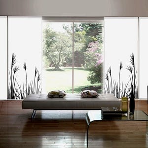 Modern Natural floral art printed Panel sliding system (4-pieces incl. hardware) room divider custom made panels (PN26) opaque or blackout