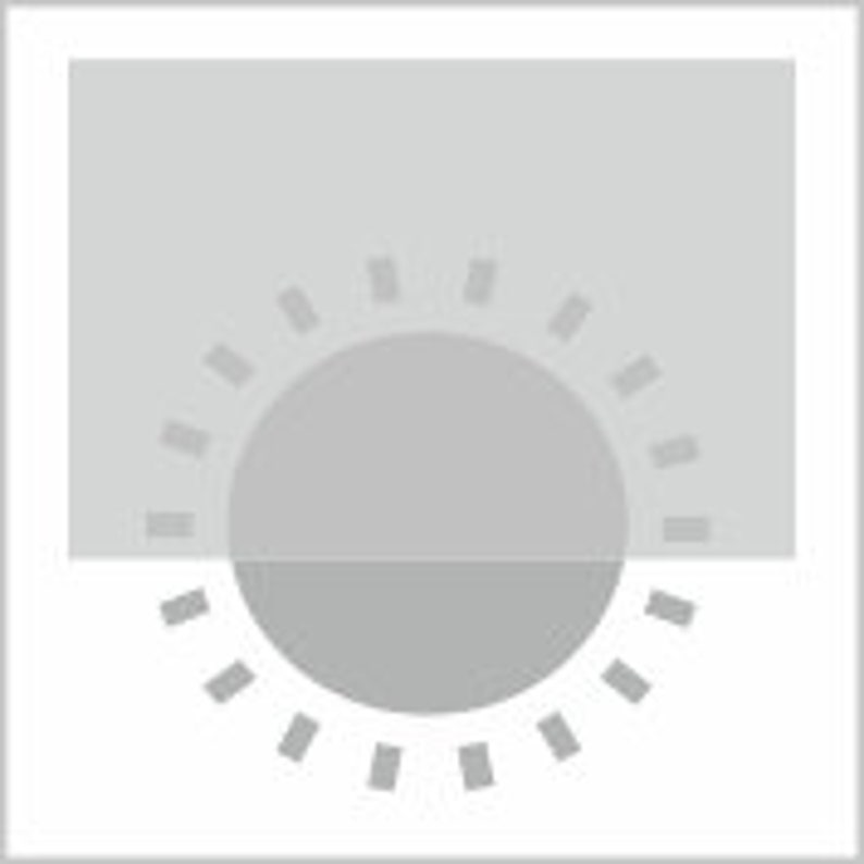 以下が含まれることがあります： 灰色で光線を放つ太陽。太陽は灰色の長方形によって部分的に隠されています。