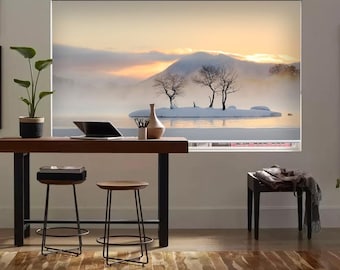 Misty morning scene at Lake Hibara custom made printed window (cel-41) window roller blind opaque or total blackout shading