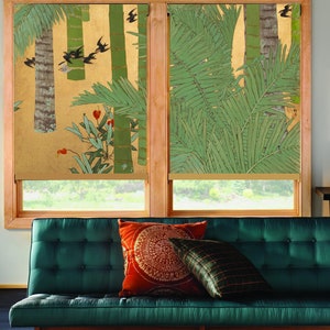 Swallows travelling to the East asian art custom made printed window (VNT312) roller blind regular or blackout shade, chain or cordless