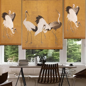 The five cranes,Japanese art printed custom made window (VNT41) roller blind, regular or blackout shade, chain or cordless