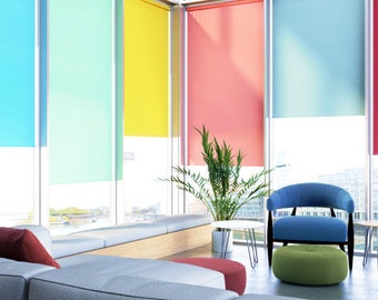 Natural textured solid colored  custom made roller blinds (PREMIUM-B) available in 39 colors  for all window sizes