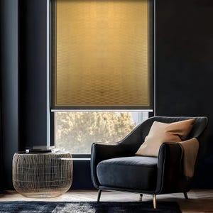 Persiana enrollable clásica y elegante, de color dorado suave, atemporal, hecha a medida y impresa (JP-601), normal o opaca.