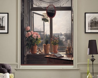 Martinus Rorbye's "View from the artist's room" romantic oil art custom made printed window (VNT43) roller blind