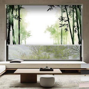 Bamboo trees natural forest art custom made printed window (NAT18) roller blind, regular or blackout shade, cord/less
