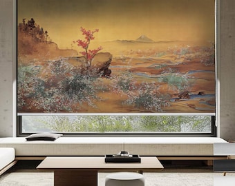 Japanese landscape oriental painting art, chain or cordless blind, custom made printing window roller shade (JP29) regular or blackout shade