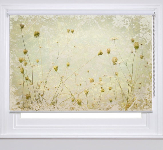Wild flower meadow Grunge art printed custom made window (FL19) roller blind