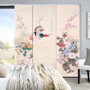 Fragrance of Spring and Summer Panel (3-piece incl. hardware) sliding doors divided room panel system Interior design panel printed.