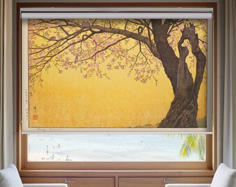 Japanese painting cherry blossoms  custom made printed (JPN-41) window roller blind  regular or blackout shade, chain or cordless