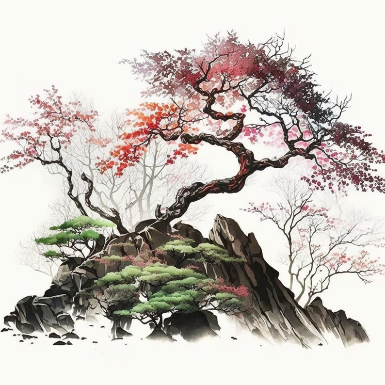 Japanese Maple Trees Classic Art Work Custom Made Printed Window (ART ...