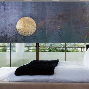 THE MOON modern Japanese art work custom made printed window (JPN253) roller blind for all sizes regular shade