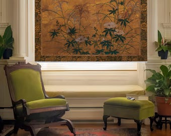 Blumen und Gräser auf Antik Bronze Farbe maßgefertigte bedruckte Fenster (VT99) Fenster Rollo, undurchsichtig oder verdunkelnd, mit/ohne Kordel