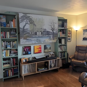 Hidden TV Screen custom made printed art roller shade for tv cover (ART113) regular shading