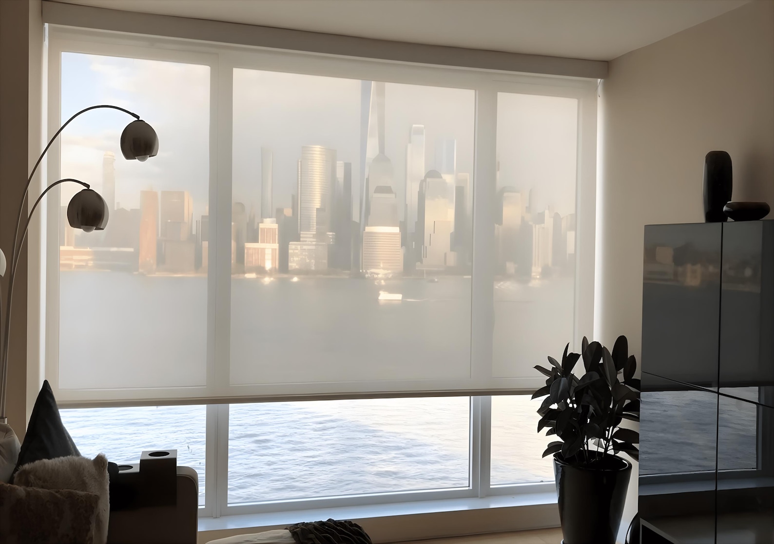 RHODES Natural Textured Transparent Custom Made Window Roller Shade ...