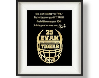 Football Senior Night - Football Player Gifts - Personalized Football Gifts - Gifts for Football Players - TBF - Gold Face Mask