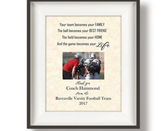 Youth Football Coach Gifts - Gifts for Football Coaches - Personalized - Football Coach Gift Ideas - Team Gift - 8x10 or 11 x 14 - TBF