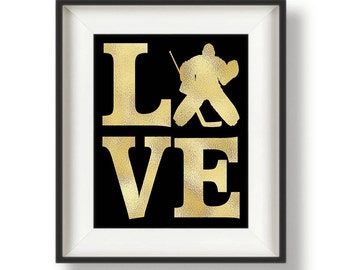 Hockey Wall Art - Gifts for Hockey Players - Hockey Gifts - Hockey Goalie Gifts - Hockey Art - Goalie - For Girls - For Boys - 8 x 10 - LOVE