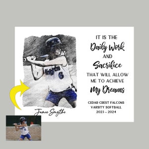 Softball Senior Night, Softball Coach Gift, Softball Player Gifts, Personalized Pencil Sketch,Gifts for Softball Players,Softball Gift Ideas