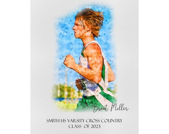 Cross Country Senior Night, Cross Country Coach Gift, Personalized Watercolor, Track and Field Gifts, Cross Country Printable, Team Gifts