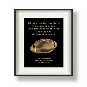 Gift for Football Coach - Gifts for Football Coaches - Personalized Football Coaches Gifts - Youth Football Coach - Fearless -Gold Football