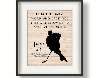 Gifts for a Hockey Player - Hockey Player Senior Gift - Gift for Hockey Player - Personalized Hockey Gifts - Goalie -Hockey Team -Daily Work