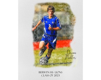 Soccer Senior Gift, Personalized Watercolor, Soccer Coach Gift, Soccer Gifts for Team, Senior Night Gift, Boys Soccer, Girls Soccer