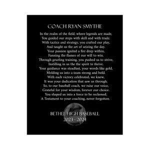 Personalized Baseball Coach Gift, Baseball Coach Thank You, Baseball Coach Printable, Coach Gift Ideas, End of Season, Heartfelt Poem